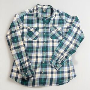 Eddie Bauer Blue Plaid 100% Cotton Button Down sz S